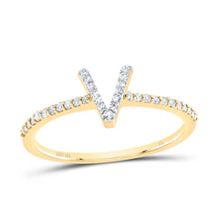 1/6CTW-DIA NK GIFT INITIAL "V" RING