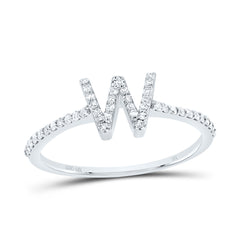 10K White Gold 1/5 CTW-Natural Diamond Gift Initial "W" Ring 1.53 Gram