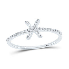 10K White Gold 1/6 CTW-Natural Diamond Gift Initial "X" Ring 1.37 Gram