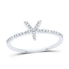 10K White Gold 1/6 CTW-Natural Diamond Gift Initial "Y" Ring 1.21 Gram