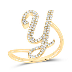 10K Yellow Gold 1/4 CTW-Natural Diamond Gift Initial "Y" Ring 2.05 Gram
