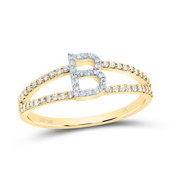 10K Yellow Gold 1/5 CTW-Natural Diamond Gift Initial "B" Ladies Ring 1.56 Gram