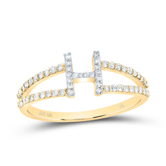 10K Yellow Gold 1/4 CTW-Natural Diamond Gift Initial "H" Ladies Ring 1.61 Gram