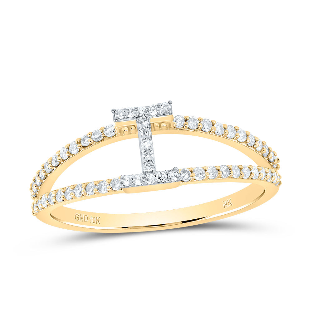 10K Yellow Gold 1/4 CTW-Natural Diamond Gift Initial "I" Ladies Ring 1.67 Gram