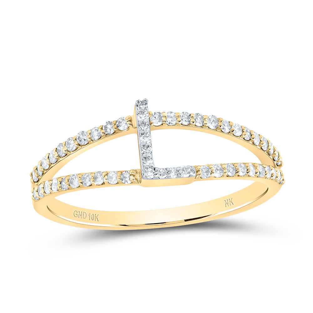 10K Yellow Gold 1/4 CTW-Natural Diamond Gift Initial "L" Ladies Ring 1.42 Gram