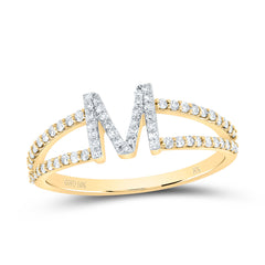 10K Yellow Gold 1/4 CTW-Natural Diamond Gift Initial "M" Ladies Ring 1.90 Gram