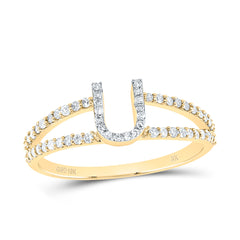 10K Yellow Gold 1/4 CTW-Natural Diamond Gift Initial "U" Ladies Ring 1.60 Gram
