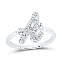 10K White Gold 1/4 CTW-Natural Diamond Fashion Initial "A" Ring 2.55 Gram