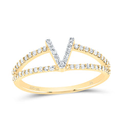 10K Yellow Gold 1/4 CTW-Natural Diamond Gift Initial "V" Ladies Ring 1.55 Gram