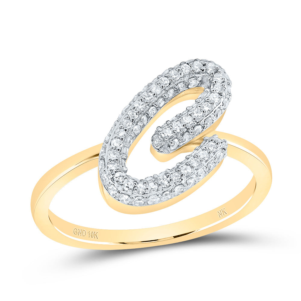 10K Yellow Gold 3/8 CTW-Natural Diamond Fashion Initial "C" Ring 2.63 Gram