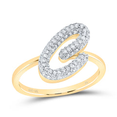 10K Yellow Gold 3/8 CTW-Natural Diamond Fashion Initial "C" Ring 2.63 Gram