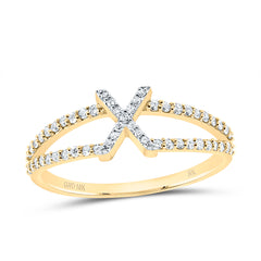 10K Yellow Gold 1/4 CTW-Natural Diamond Gift Initial "X" Ladies Ring 1.61 Gram