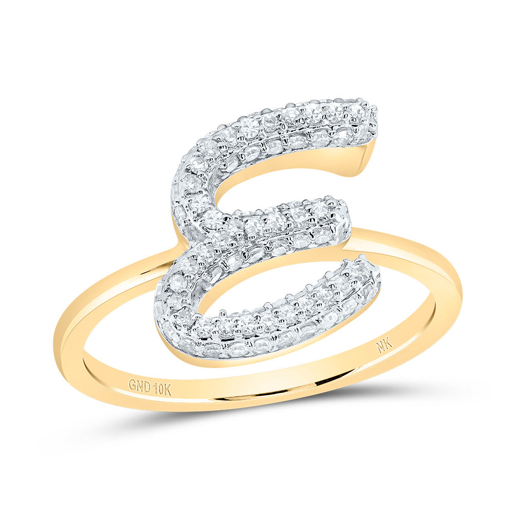 10K Yellow Gold 3/8 CTW-Natural Diamond Fashion Initial "E" Ring 2.46 Gram