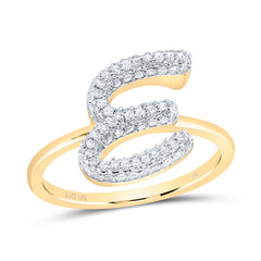 10K Yellow Gold 3/8 CTW-Natural Diamond Fashion Initial "E" Ring 2.46 Gram