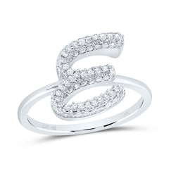 10K White Gold 3/8 CTW-Natural Diamond Fashion Initial "E" Ring 2.57 Gram