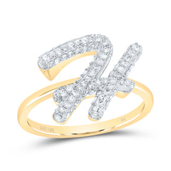 10K Yellow Gold 3/8 CTW-Natural Diamond Fashion Initial "H" Ring 3.01 Gram