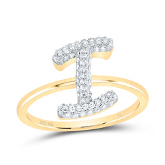 10K Yellow Gold 1/3 CTW-Natural Diamond Fashion Initial "I" Ring 2.22 Gram