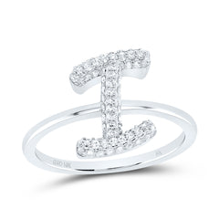 10K White Gold 1/3 CTW-Natural Diamond Fashion Initial "I" Ring 2.39 Gram