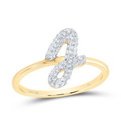10K Yellow Gold 1/4 CTW-Natural Diamond Fashion Initial "J" Ring 1.75 Gram