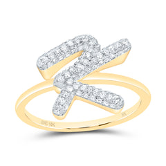 10K Yellow Gold 3/8 CTW-Natural Diamond Fashion Initial "K" Ring 2.62 Gram
