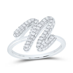 10K White Gold 1/2 CTW-Natural Diamond Fashion Initial "N" Ring 3.04 Gram