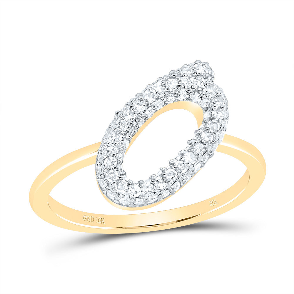 10K Yellow Gold 3/8 CTW-Natural Diamond Fashion Initial "O" Ring 2.47 Gram