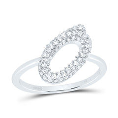 10K White Gold 3/8 CTW-Natural Diamond Fashion Initial "O" Ring 2.57 Gram