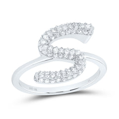 10K White Gold 3/8 CTW-Natural Diamond Fashion Initial "S" Ring 2.53 Gram