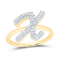 10K Yellow Gold 3/8 CTW-Natural Diamond Fashion Initial "X" Ring 2.73 Gram