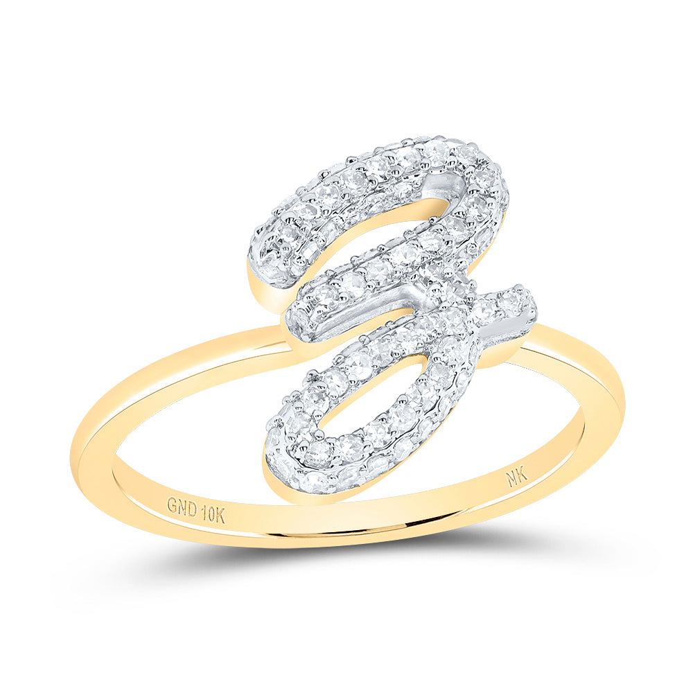 10K Yellow Gold 3/8 CTW-Natural Diamond Fashion Initial "Z" Ring 2.51 Gram
