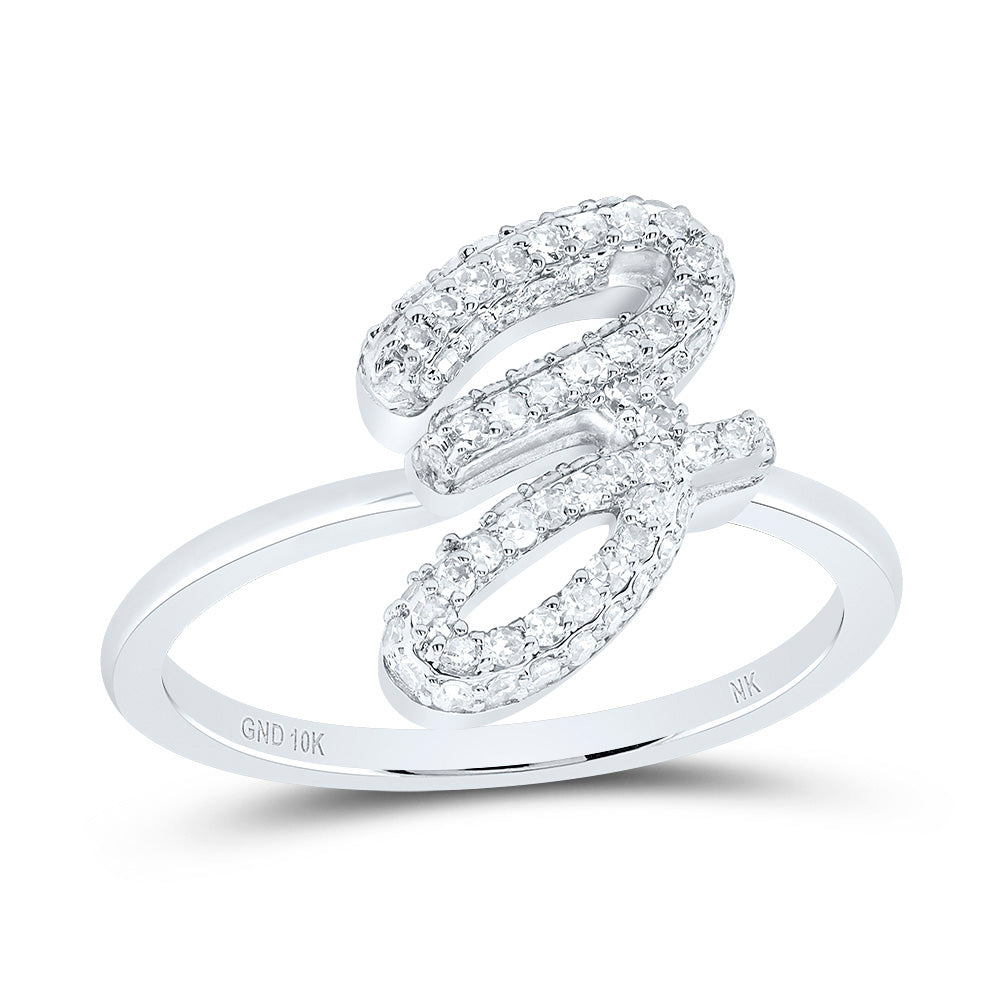 10K White Gold 3/8 CTW-Natural Diamond Fashion Initial "Z" Ring 2.61 Gram