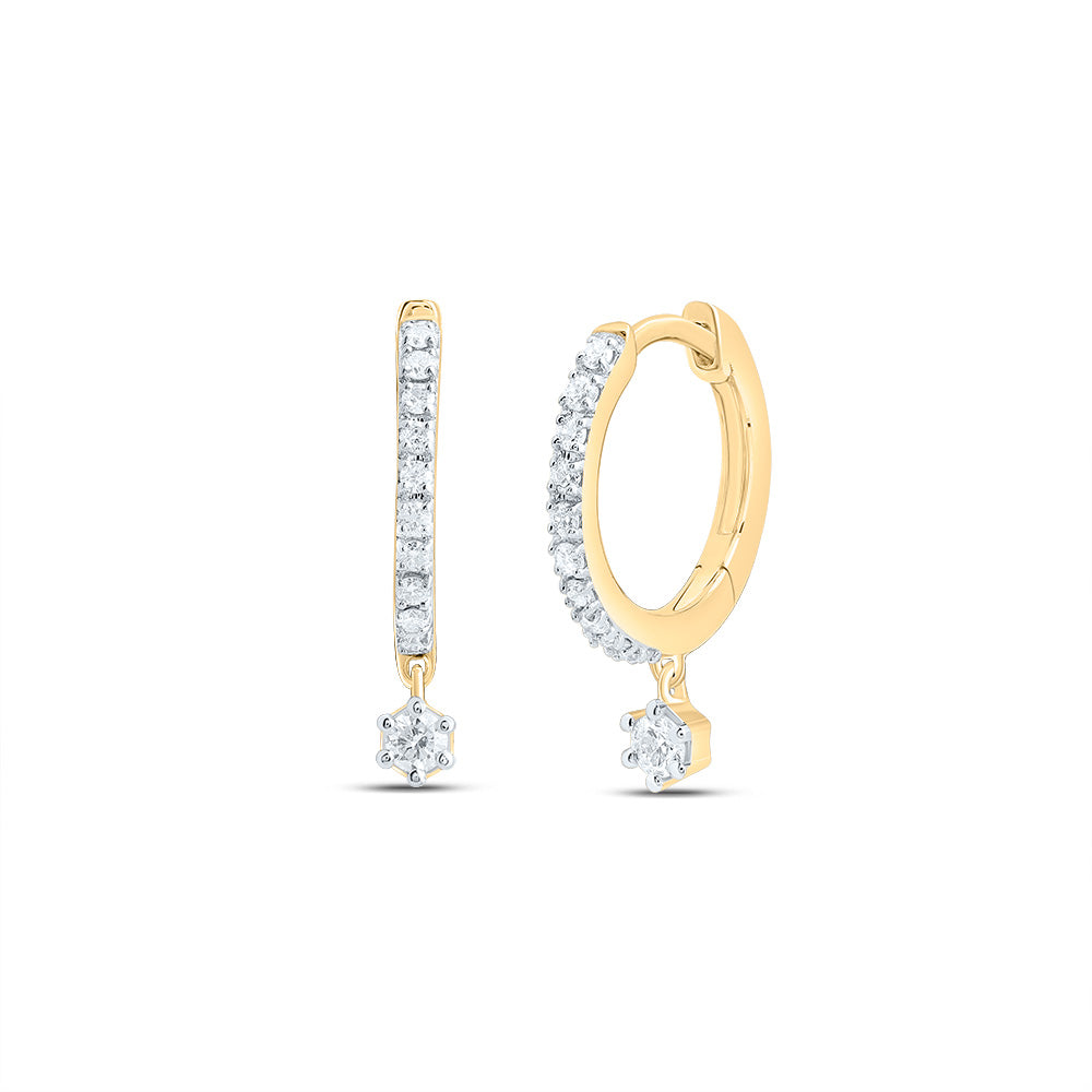 10K Yellow Gold 1/6 CTW-Natural Diamond Gift Dangling Earring 0.86 Gram