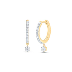 10K Yellow Gold 1/6 CTW-Natural Diamond Gift Dangling Earring 0.86 Gram