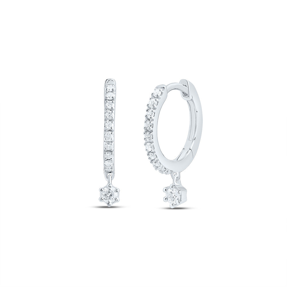 10K White Gold 1/6 CTW-Natural Diamond Gift Dangling Earring 0.99 Gram