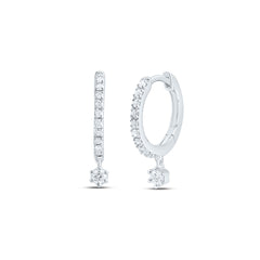 10K White Gold 1/6 CTW-Natural Diamond Gift Dangling Earring 0.99 Gram