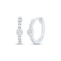 10K White Gold 1/8 CTW-Natural Diamond Gift Hoop Earring 0.81 Gram