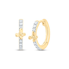 10K Yellow Gold 1/12 CTW-Natural Diamond Gift Butterfly Hoop Earring 0.94 Gram