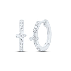 10K White Gold 1/12 CTW-Natural Diamond Gift Butterfly Hoop Earring 0.97 Gram