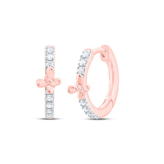 10K Rose Gold 1/12 CTW-Natural Diamond Gift Butterfly Hoop Earring 0.90 Gram