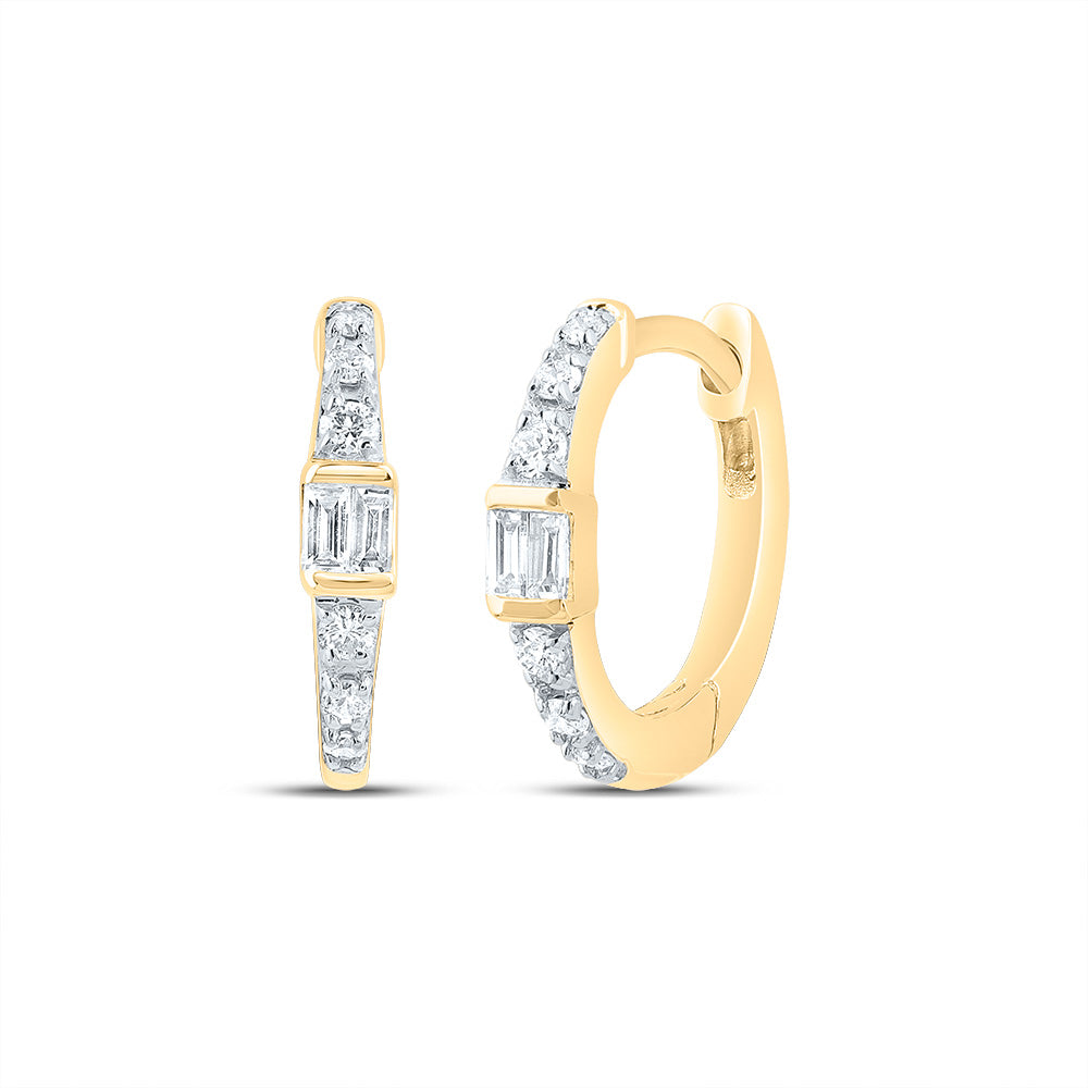 10K Yellow Gold 1/8 CTW-Natural Diamond Gift Hoop Earring 0.91 Gram