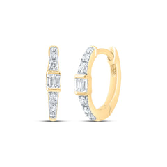 10K Yellow Gold 1/8 CTW-Natural Diamond Gift Hoop Earring 0.91 Gram