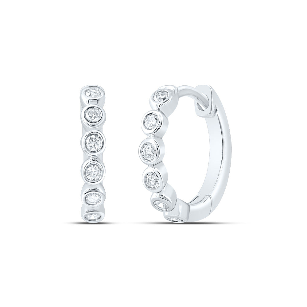 10K White Gold 1/10 CTW-Natural Diamond Gift Hoop Earring 0.99 Gram