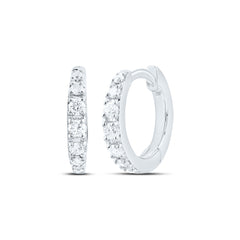 10K White Gold 1/6 CTW-Natural Diamond Gift Hoop Earring 1.17 Gram