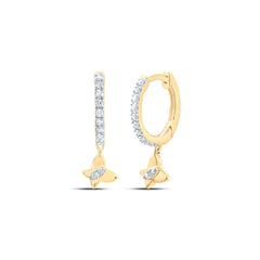 10K Yellow Gold 1/10 CTW-Natural Diamond Gift Butterfly Dangling Earring 1.07 Gram