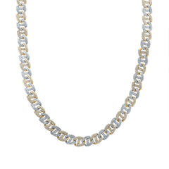 10K Yellow White 13 7/8 CTW-Natural Diamond 10.5 MM Two Tone Mens Chain (22 Inch ) 74.952 Gram