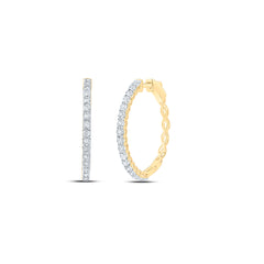 10K Yellow Gold 5/8 CTW-Natural Diamond Fashion Hoop Earring 5.51 Gram