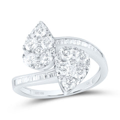 14K White Gold 1 3/8 CTW-Natural Diamond Fashion Pear Cuff Ring 2.45 Gram
