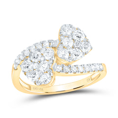 14K Yellow Gold 1 1/5 CTW-Natural Diamond Fashion Heart Cuff Ring 2.29 Gram