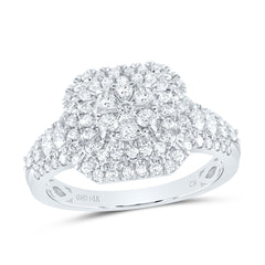 14K White Gold 1 CTW-Natural Diamondflower Fashion Ring 2.96 Gram
