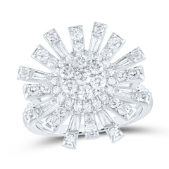 14K White Gold 1 3/4 CTW-Natural Diamond Fashion Round Ring 3.73 Gram